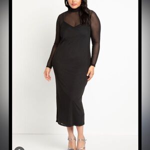 Black mesh with slip dress underneath